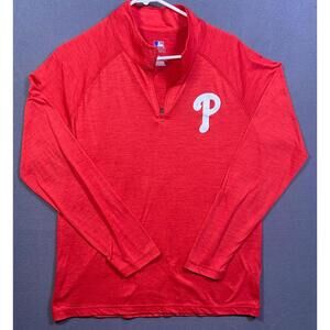 Majestic Philadelphia Phillies Baseball Jacket Men’s Large Red 1/4 Zip Pullover